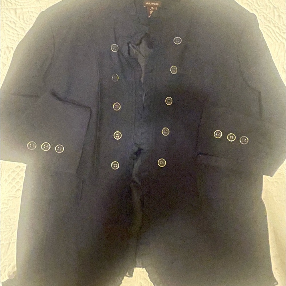 Women’s Navy dressy Double-Breasted Jacket with military flare size XL